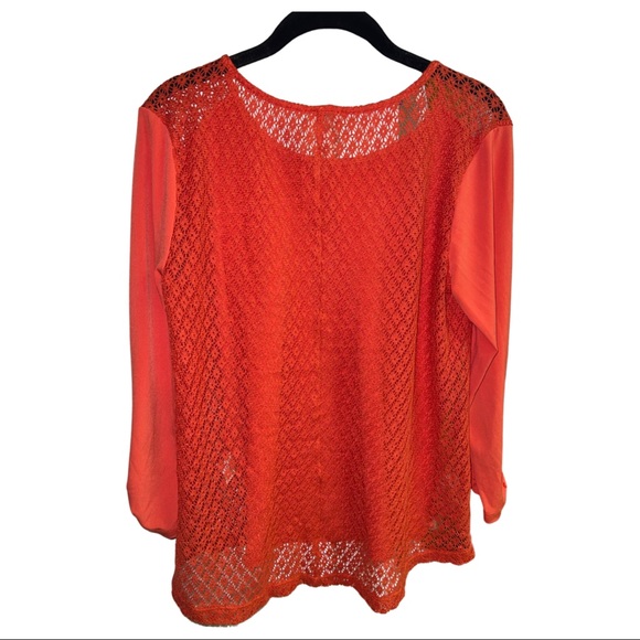 Chicos Orange Blouse with Crochet Lace Back - Picture 2 of 3